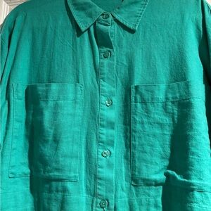 Teal Button-Up Women's Blouse